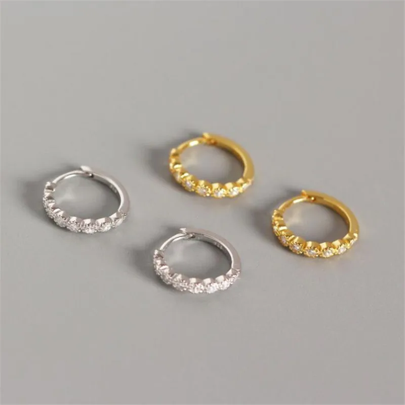 

Authentic 925 Sterling Silver Mini Zircon Small Circle Stud Earrings for Women