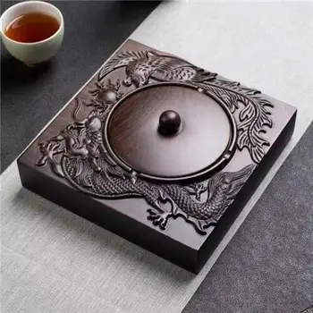 

Ashtray Household Windproof Ashtray Creative Individualized and Popular Living Room Ebony Solid Wood Large Retro Chinese Style