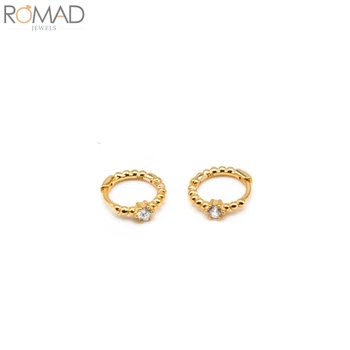 

ROMAD 925 Sterling Silver Hoop Earrings For Women String Round Beads Zircon Earring Hoops Round Earings Luxury Jewelry Pendiente