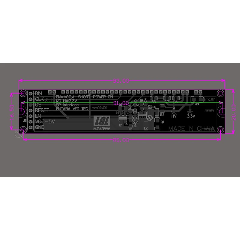 VFD Display Module 8 -Bit 16 -Bit Dot Matrix Board VFD Module Screen Graphical Lattice for Arduino C51 STM32 Microcontroller VFD Fluorescent Display
