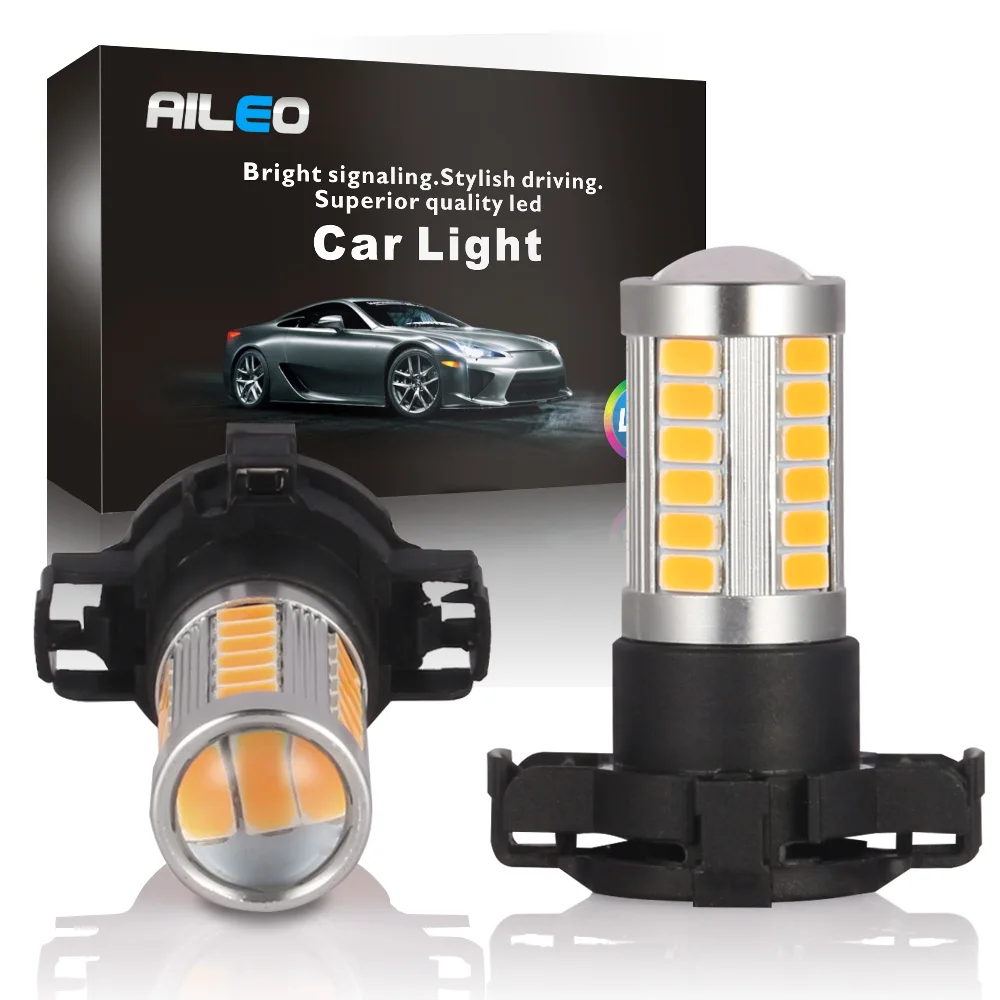 

AILEO 2X Xenon White Amber Gold Error Free PY24W 5200s 106-SMD LED for Audi BMW Land Rover Mercedes-Benz Front Turn Single Light