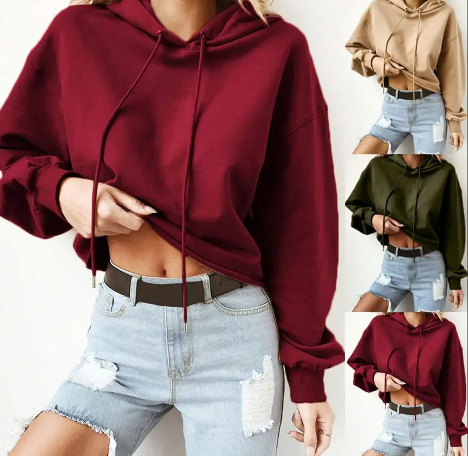 

2019 Women's Sweatshirts Female Hoodies Pullover Sweatshirt Autumn Winter Long Sleeve Training & Exercise Tracksuit Tops XL