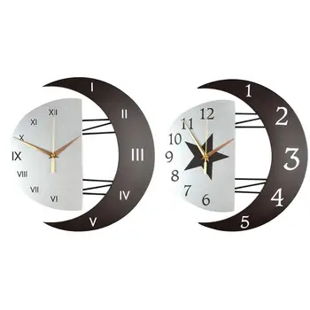 

Art Wall Clock Fashionable Innovative Moon Photo Frame Hanging Clock Mute Vintage Clock Quartz Clock
