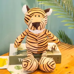 Lifelike Plush Forest Animal Toys - 25cm Stuffed Lion, Tiger, Elephant, Monkey, Leopard, Giraffe, Raccoon Dolls for Kids (Tiger)