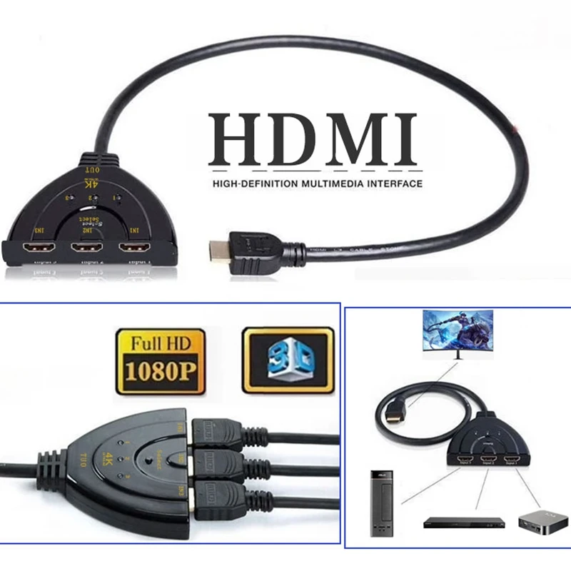 Hdmi три в один свиной хвост 3 в 1 выход 4K x 2K с линейным видеопереключателем метла переключатель