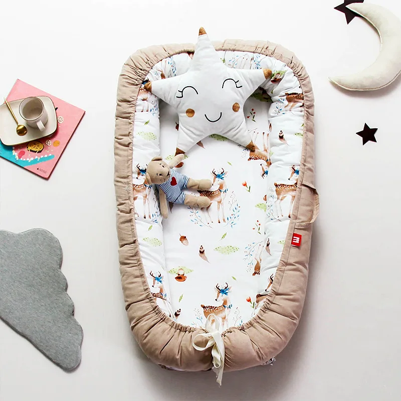 Портативная детская кроватка, детская кроватка для путешествий, складное гнездо для детской кровати, детское кресло для отдыха, для новорожденных, детская люлька, бампер - Цвет: Deer