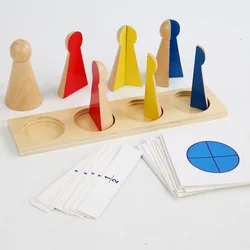 Montessori de madeira crianças aprendizagem precoce brinquedos fração aprendizagem aritmética brinquedo com pontuação matemática aprendizagem brinquedos educativos