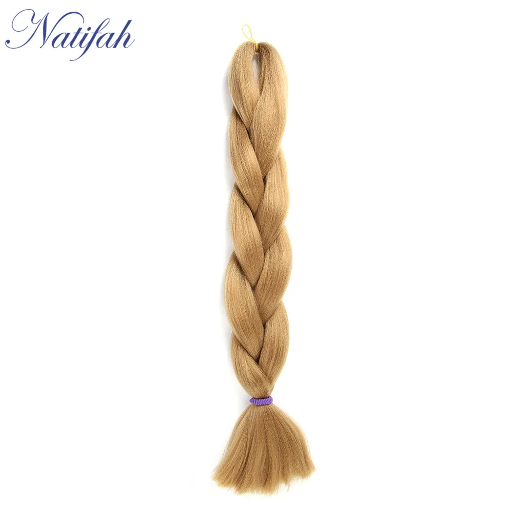 #27 Natifah Jumbo вязанные крючком косички синтетические плетеные волосы коробка косички 24 дюймов Розовый Золотой Серый Цвет для женщин - Цвет: #27