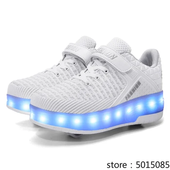 

Children Toddler Light Up LED two Wheels Skate USB Shoes Fashion Kids Sneakers brand light