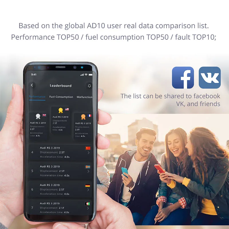 Оригинальный диагностический сканер XTOOL AD10 ELM327 с Bluetooth OBD2 кодов ошибок ELM 327 для