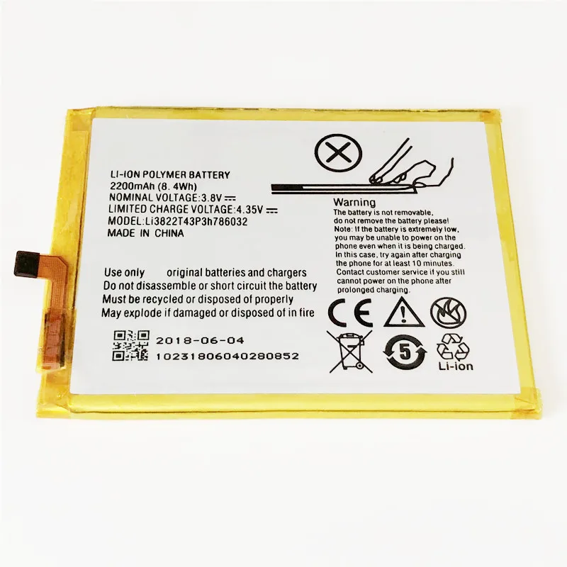 Аккумулятор Li3822T43P3h786032 для ZTE Blade X7 D6 3 8 в 2200 мАч|Аккумуляторы мобильных телефонов| |