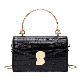 

TTOU Alligator Pattern Handbag Shoulder Bag Case Checker Solid Color Tote Clutch Crossbody Female Girls Chic Crocodile Chain