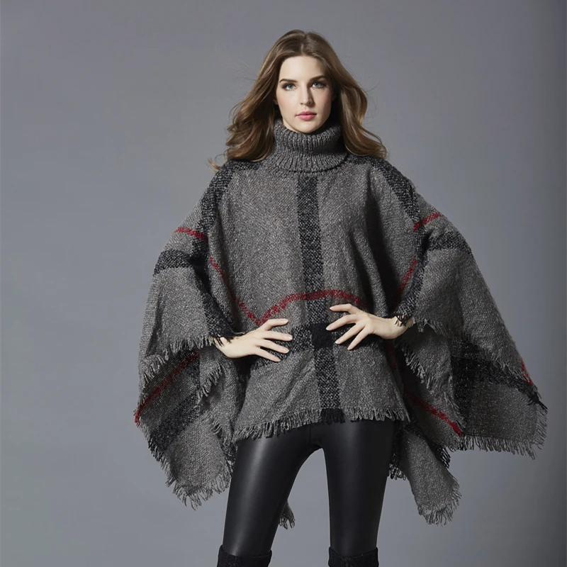 Poncho Sweater Women 2021 Winter Batwing Sleeve Loose Pullovers Tassels Hem Cloak Casual Tops Knitting Sweaters | Женская одежда