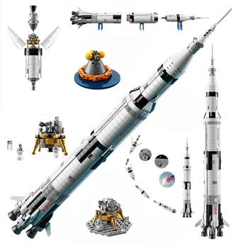

2009PCS Deep Space Rocket Series The Apollo Saturn Building Blocks Space Launch Model Compatible education Toys for children