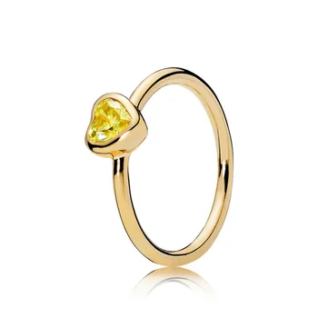 

Baofu's New 925 Sterling Silver Ring Shines Golden Yellow Love Charming Women Wedding Ring Gift High Jewelry