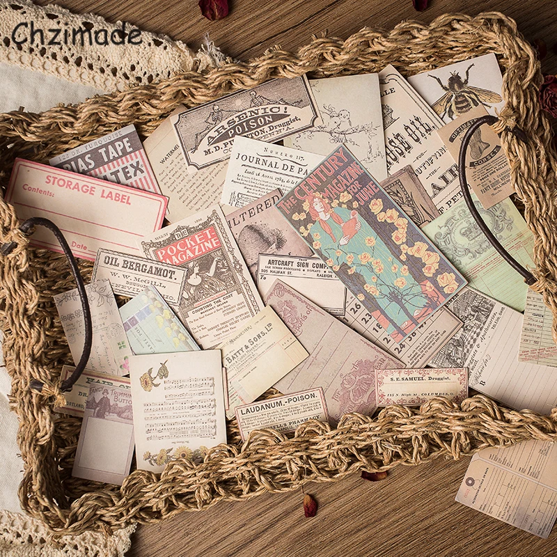 Chzimade Vintage Bee European Paper Stickers Junk Journal Scrapbooking Stickers Office School Stationery Paper Crafts