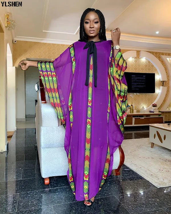 African Dresses For Women Clothes Dashiki Pearl Chiffon Africa Clothing 2019 High Quality Boubou Robe Africaine Party Long Dress 03