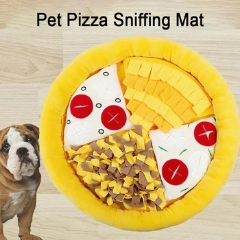 

Pet Dog Snuffle Mat Pizza Hidden Food Pet Sniffing Training Blanket Fleece Dog Nosework Puzzle Squeak Toy Pad Dog Slow Feed Mat