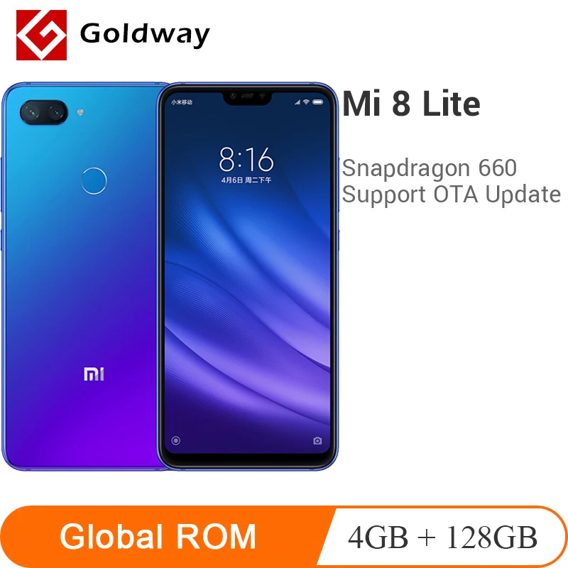 Xiaomi Mi 8 Lite оригинальный 4GB128GB мобильный телефон Snapdragon 660 Восьмиядерный AI Beauty 6 26