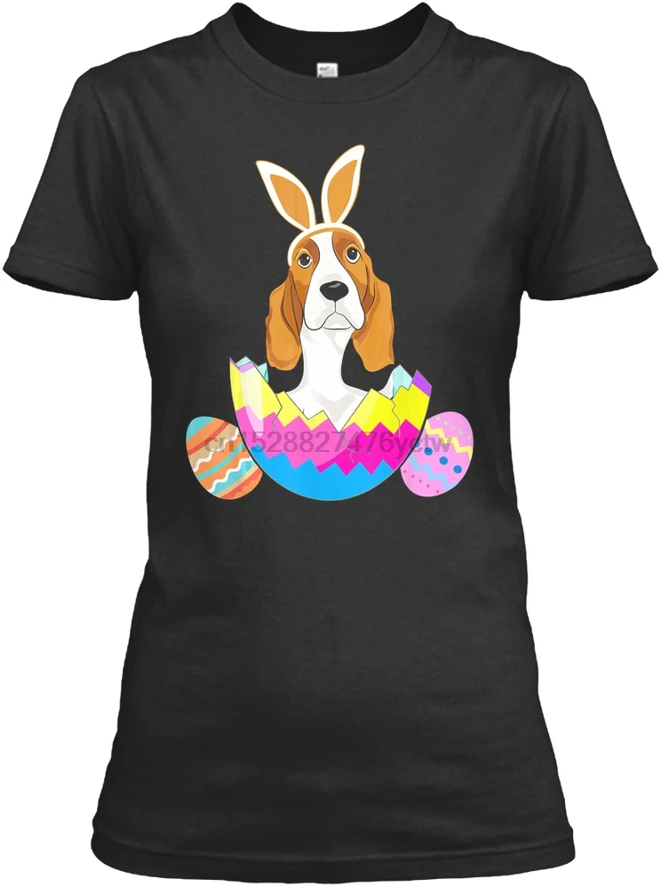 Men T Shirt Basset Hound Wearing Easter Bunny Ears F Women T-Shirt