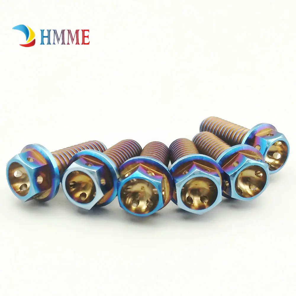 Titanium bolts M8X35mm  flange head Motorcycle decorative screw blue  color  (1)