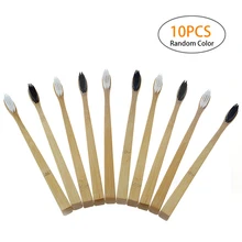 10 шт. зубная щетка с натуральной бамбуковой ручкой набор из зубных паст отелей путешествия туалетные принадлежности зубная щетка экологически чистый уход за полостью рта