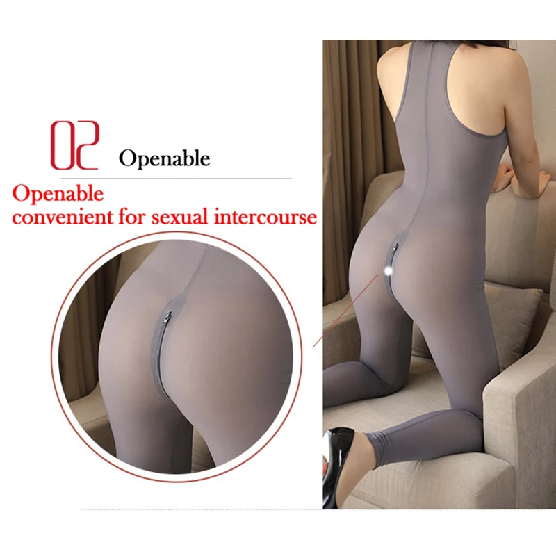 Hight Elastic Mesh Open Long Zipper Open Crotch Bodysuit See through Women Vest Full Bodystocking Sexy Ultra-thin Tight Jumpsuit Hight Elastic Mesh Open Long Zipper Open Crotch Bodysuit See through Women Vest Full Bodystocking Sexy Ultra-thin Tight Jumpsuit