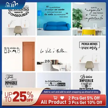 

Large Nordic Spanish Quotes Wall Stickers For Wall Phrases French Sticker For Bedroom Decor Romantic Decals Wallpaper Mural