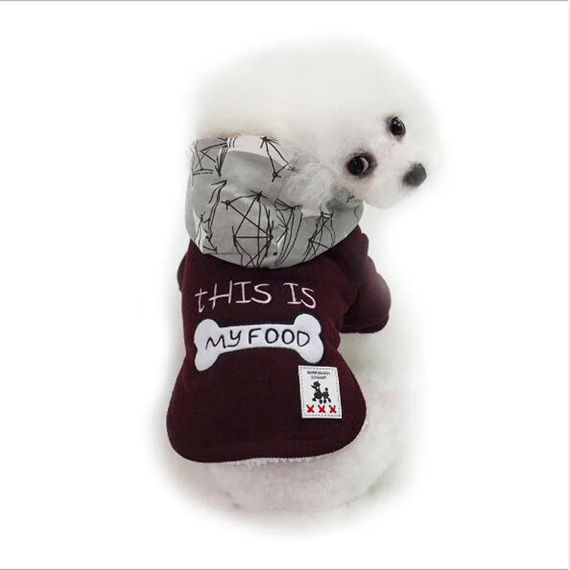 Bone pattern Dog Clothes Winter Soft Hoodie Chihuahua Clothes Warm Pet Dog Clothes Winter Dog Clothing for Chihuahua Yorkie Coat