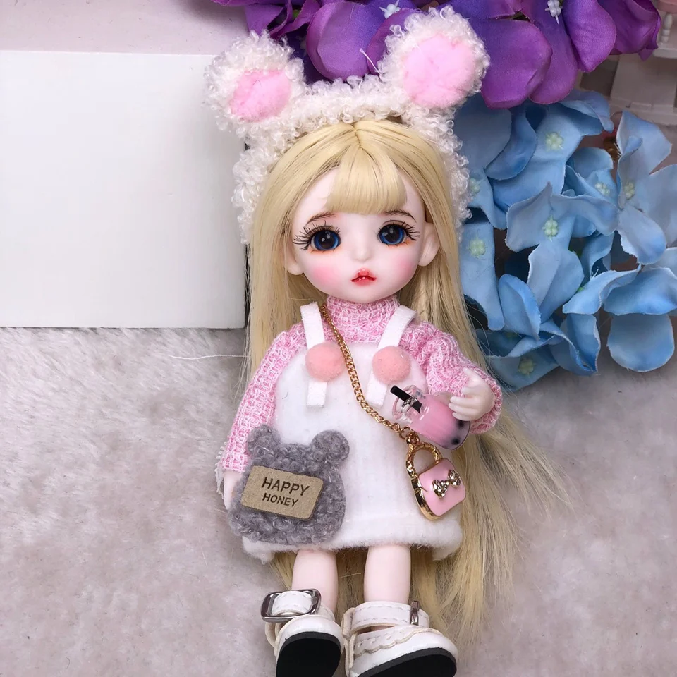16CM Princess Doll Super Cute Fashion Suit OB11 Joints Body Figure Dolls 1/8 Scale Handmade Makeup BJD Toy Gift For Girls C1605