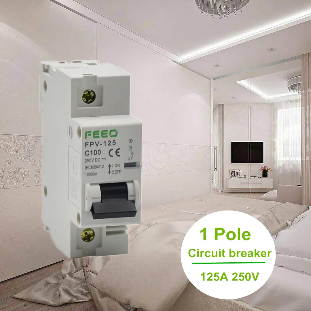 FEEO 2P DC выключатель 125A DC 550V 800V Автоматический выключатель для PV системы CE сертификат