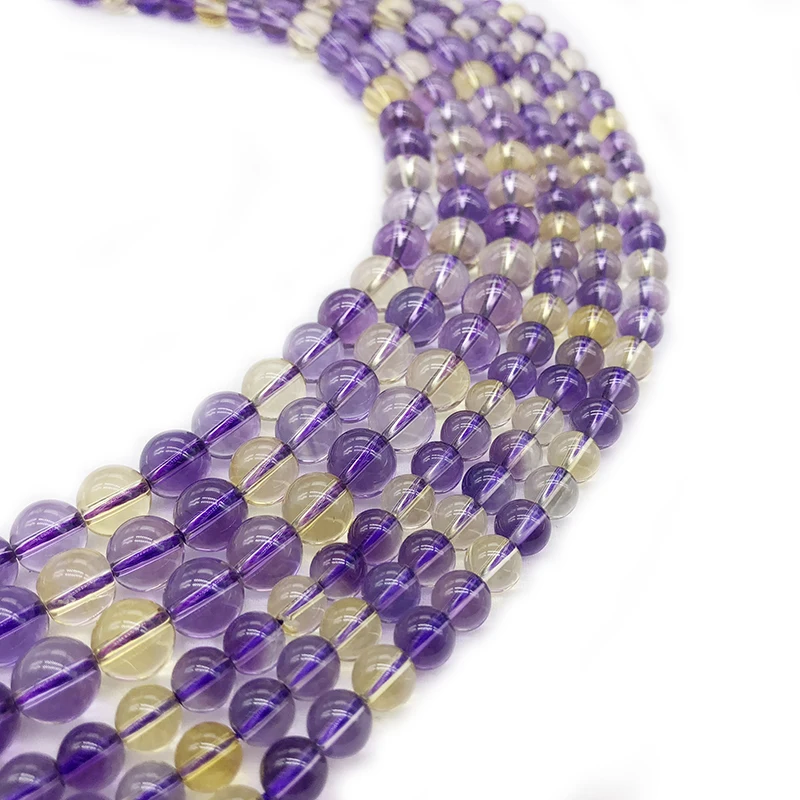 Natural Stone Clear  Purple Yellow Citrines Quartz  Gem  Ametrines Jaspers Beads For Jewelry DIY Making Bracelet Necklace