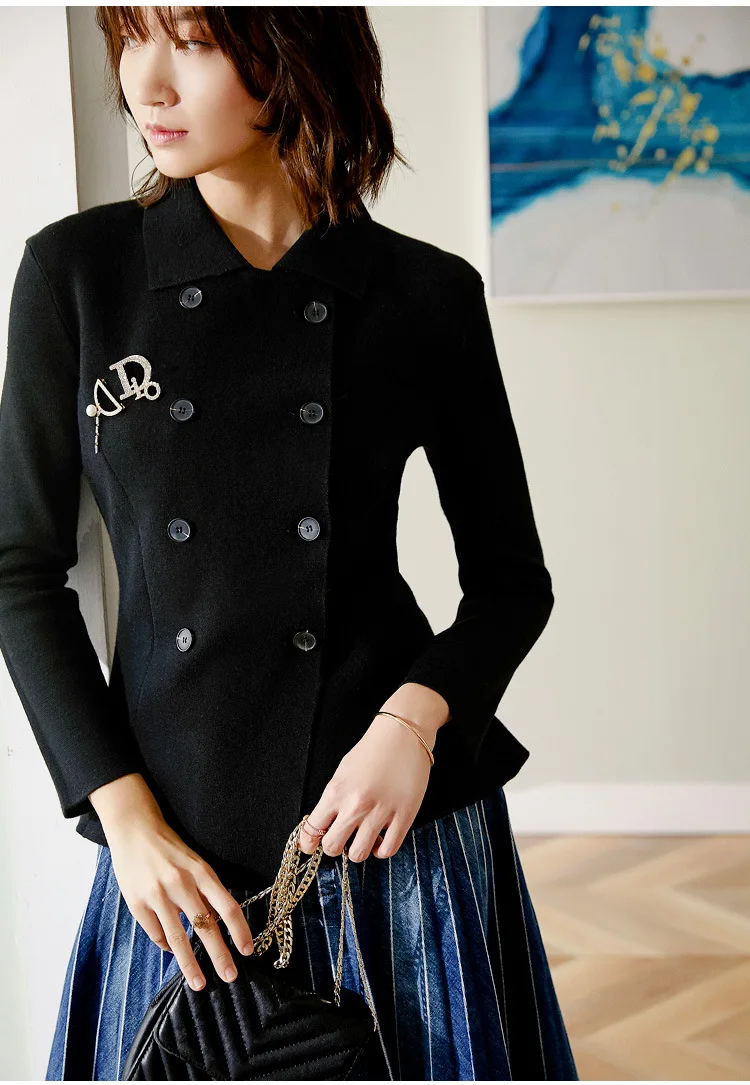 

Slimming Slim Fit Small Suit Short Knitted Sweater Wool Cardigan Short Jacket Female Autumn Workplace Commuting