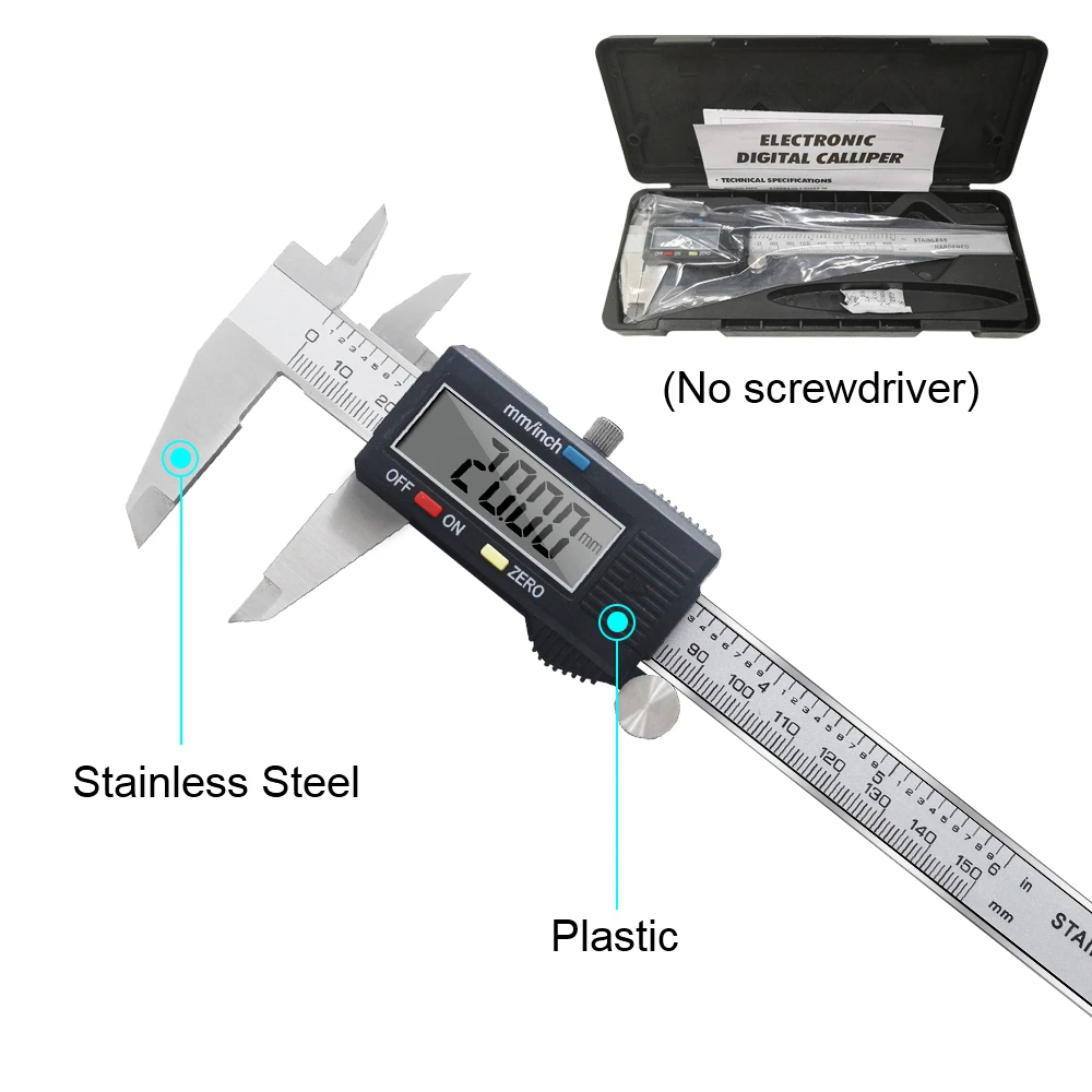 24cm Digital Vernier Caliper 0-150mm Stainless Steel Micrometer Electroni CCP 