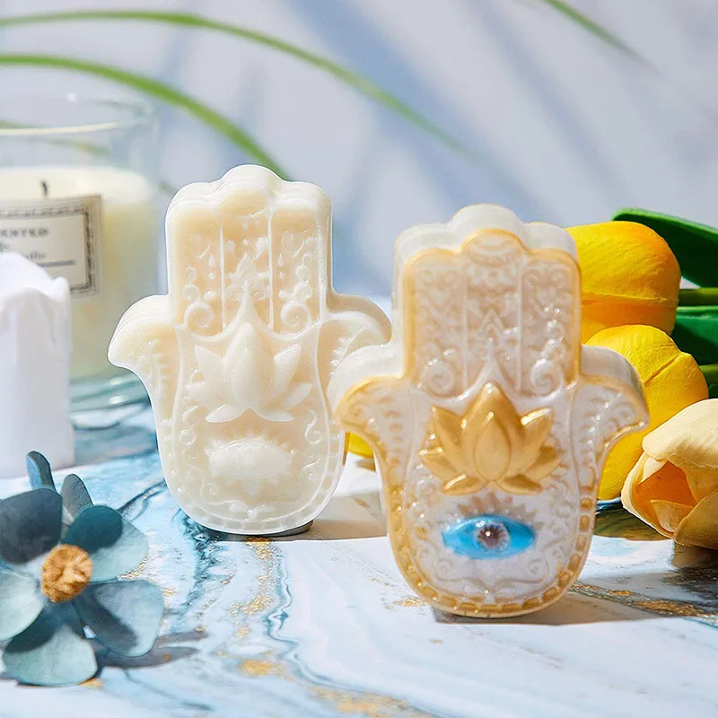 Silicone Soap Molds Hand of Fatima Lotus in Palm 1Pcs for DIY Candle Making