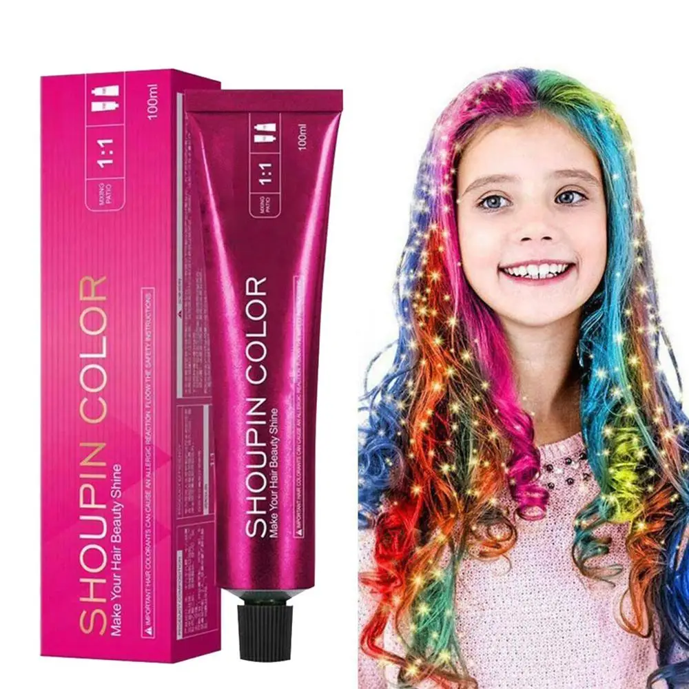

Mermaid Hair Coloring Shampoo Mild Safe Hair Dyeing Shampoo for All Hairs One-time Molding Paste Dye Cream Hair