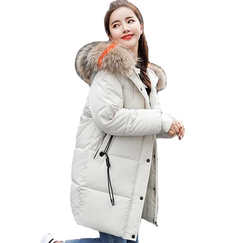 

new 2020 winter down cotton jacket women long coat parkas thickening Female Warm Clothes Rabbit fur collar down jacket T18