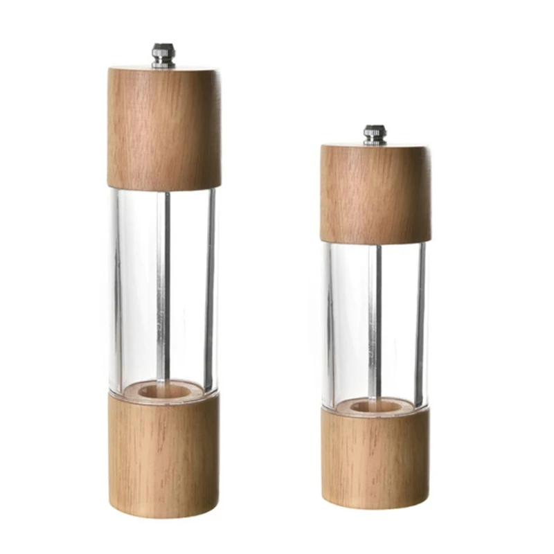 2 Pieces Pepper Grinders Oak and Acrylic Material Manual Grinder & Salt Mills Kitchen Gadgets | Дом и сад