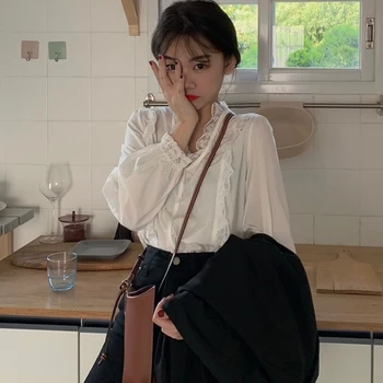 

Sexy Lace Blouses Women Sexy Hollow Out V Neck Streetwear Shirt Tops Femme Solid Casual Office Shirts Blousas