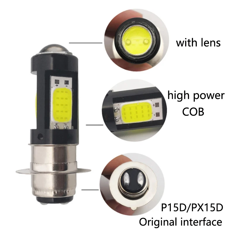 1 шт. H6M PX15D светодиодный мото лампа P15D светодиодный мотоциклетный головной светильник Hi-Lo луч Мотоцикл Скутер ATV светодиодный налобный фонарь противотуманный светильник белый 12-80 в
