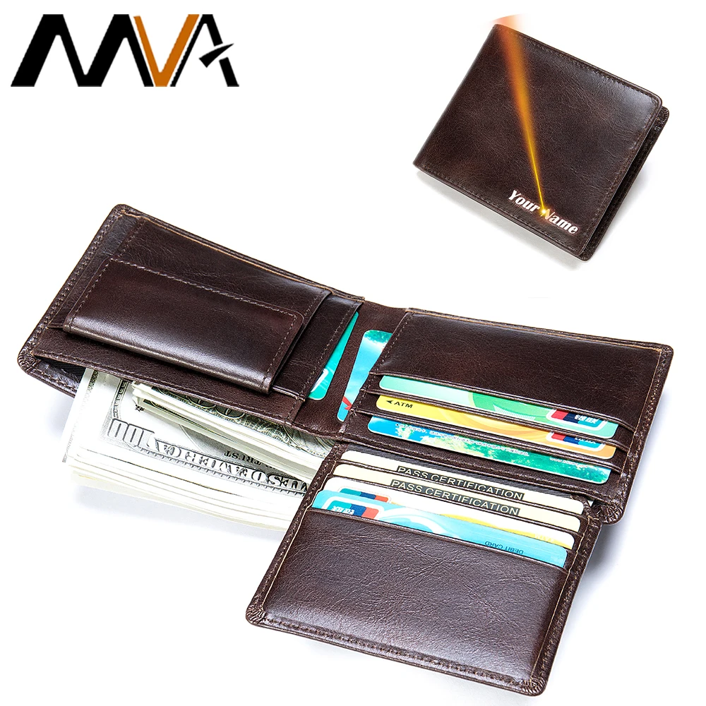 

MVA Vintage Men Wallet Coin Pocket Genuine Leather Wallets For Men Wallets Small Zipper Wallet With Card Holder Man Purse 7313