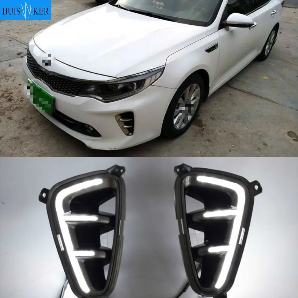 

2 предмета для Kia Оптима K5 2016 2017 светодиодный DRL Габаритные огни дневного света противотуманных фар, накладка, авто стиль, белый
