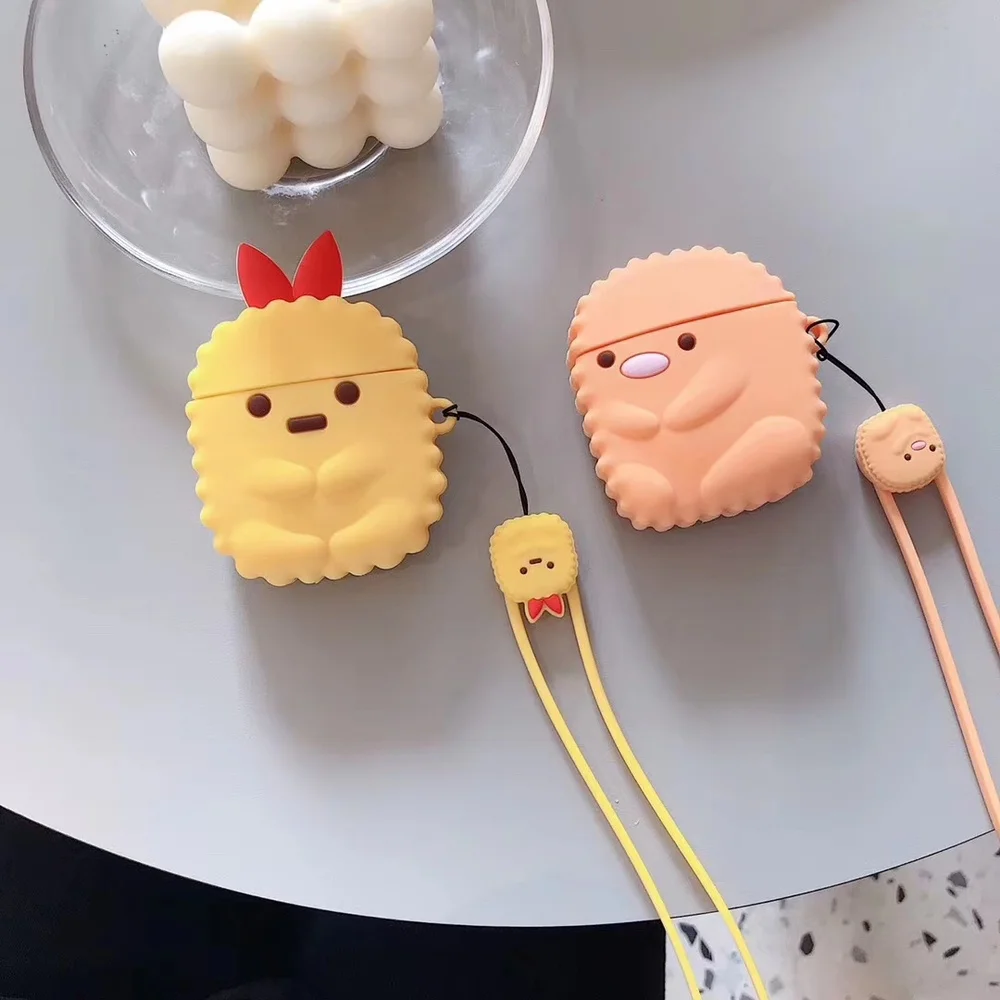 

Cute Cartoon Earphone Case for Airpods 2/1 Silicone Protective Cover for Airpods 2 Case Portable Airpods Cover with Wrist Strap