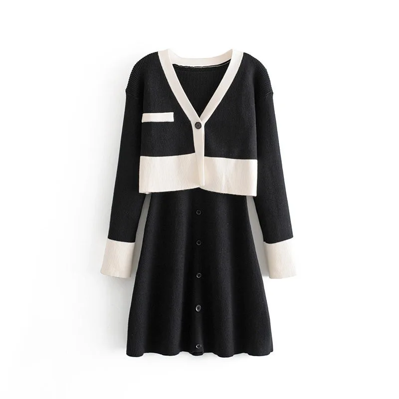 

Australia Debutante Wind Slim Fit Slimming Sundress Cardigan Knitted Two-Piece 2019 Autumn New Style WOMEN'S Dress