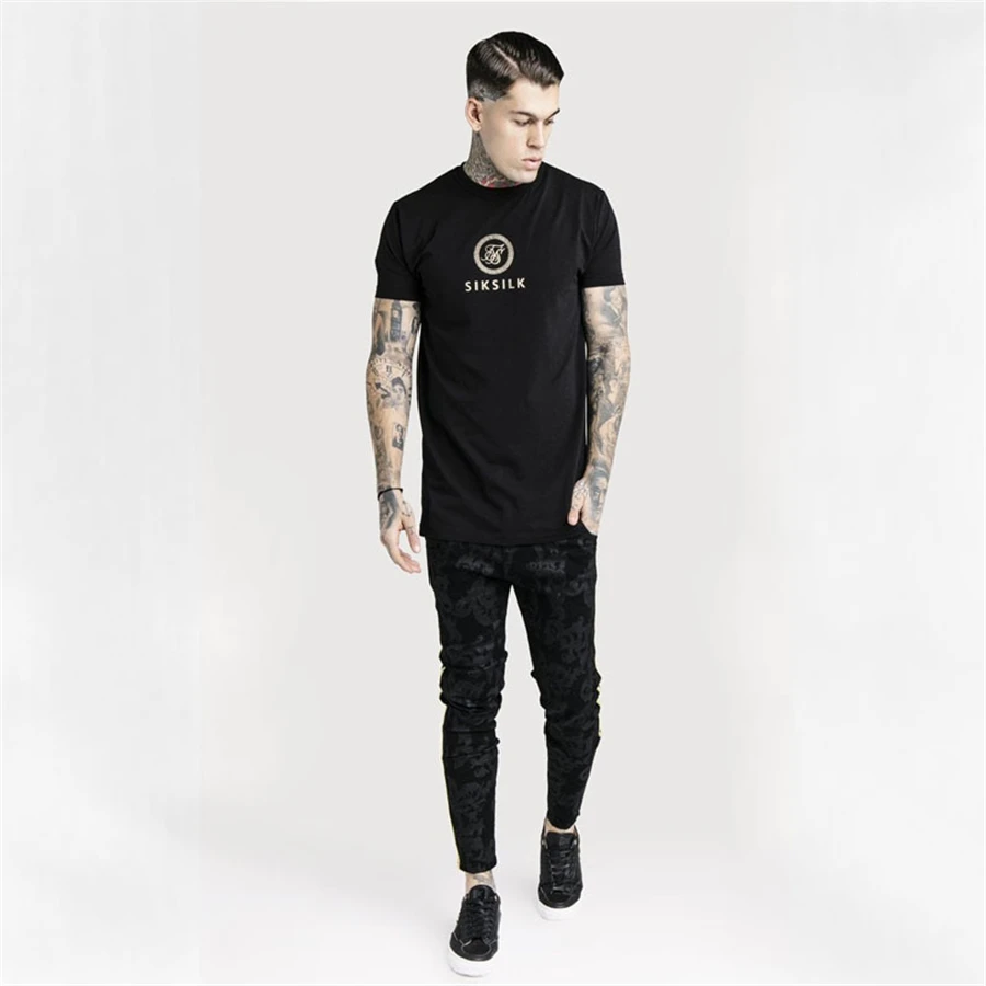 Sik Silk футболки мужские Siksilk с коротким рукавом футболки мужские осенние свитшоты хип хоп Уличная футболка Шелковый Свитшот