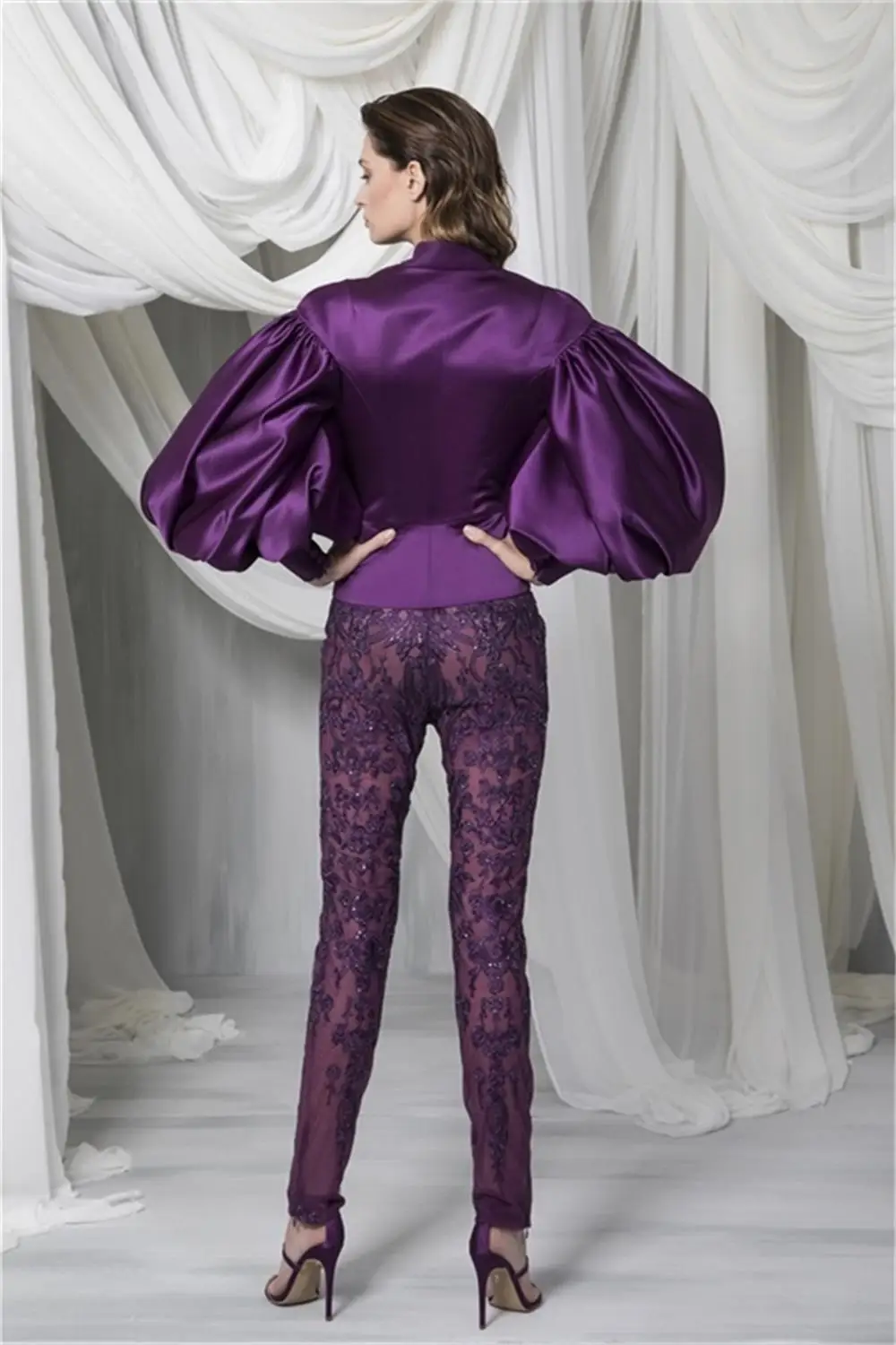 Fashion Purple Pant Suit Women Prom 