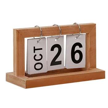 

Creative Calendar Page Turning Calendar Delicate Desktop Calendar Vintage Date Display Adornment for Home Office (Khaki)