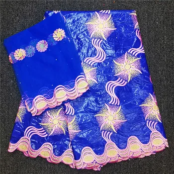 

African Bazin riche getzner with 2yards French lace African bazin lace with stone bazin brocade fabric for party dress hl65-3060