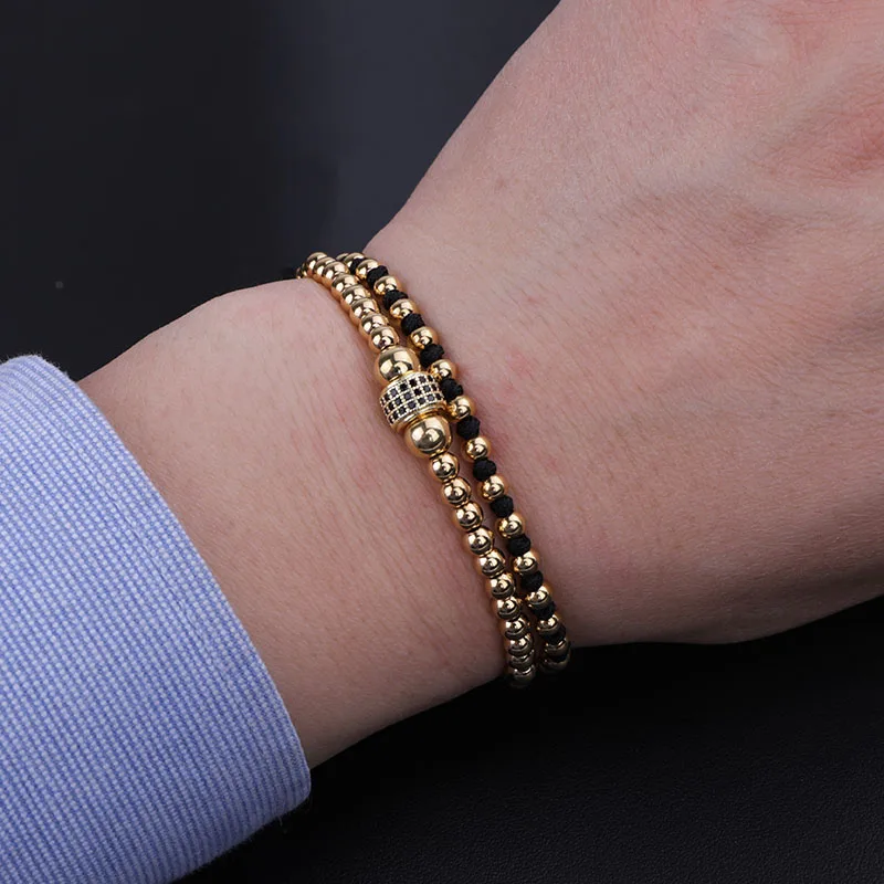 New Design Stainless Steel Beaded Handmade Knot Cute Design CZ Charm Bracelet Jewelry For Men - Image 5