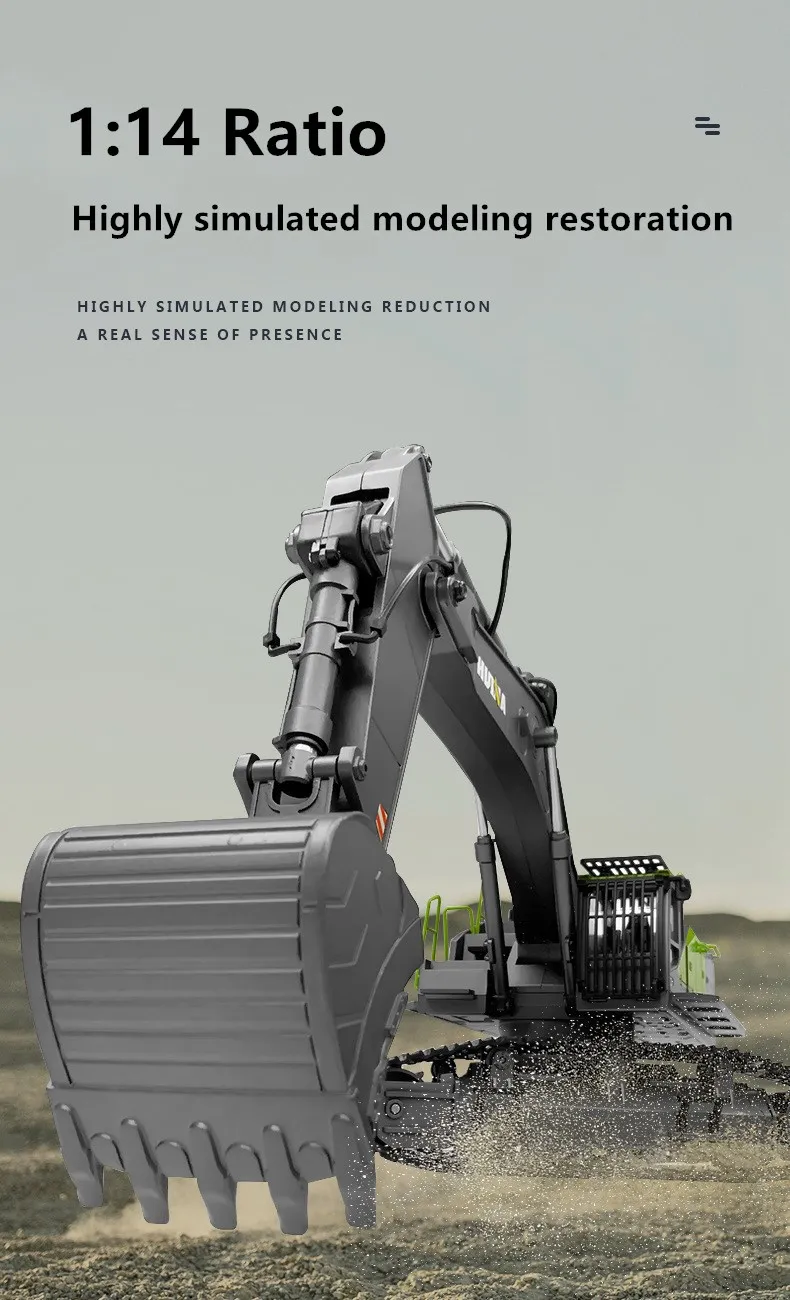 64CM Large RC Excavator 1:14 RC Alloy Excavator Remote Control Engineering Vehicle Remote Control Truck With Light Sound Vehical 14